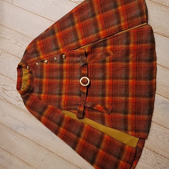 Jerold Jackets & Blazers - Vintage 1960s Plaid Wool Belted Cape Coat